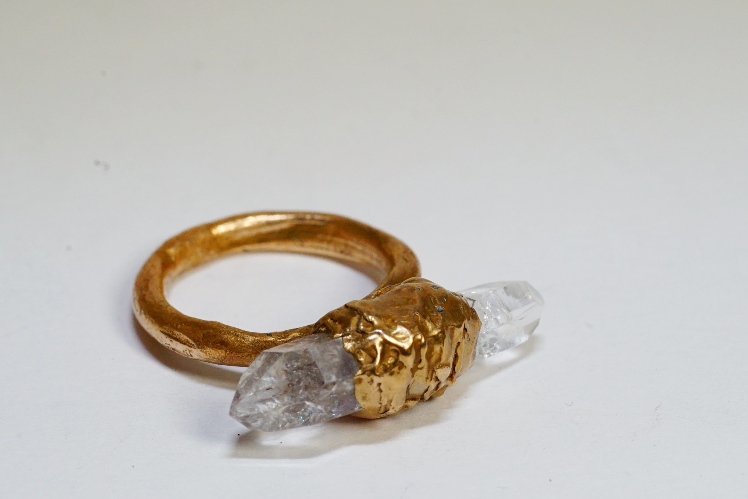 Bronze Organic Textured Quartz Point Ring