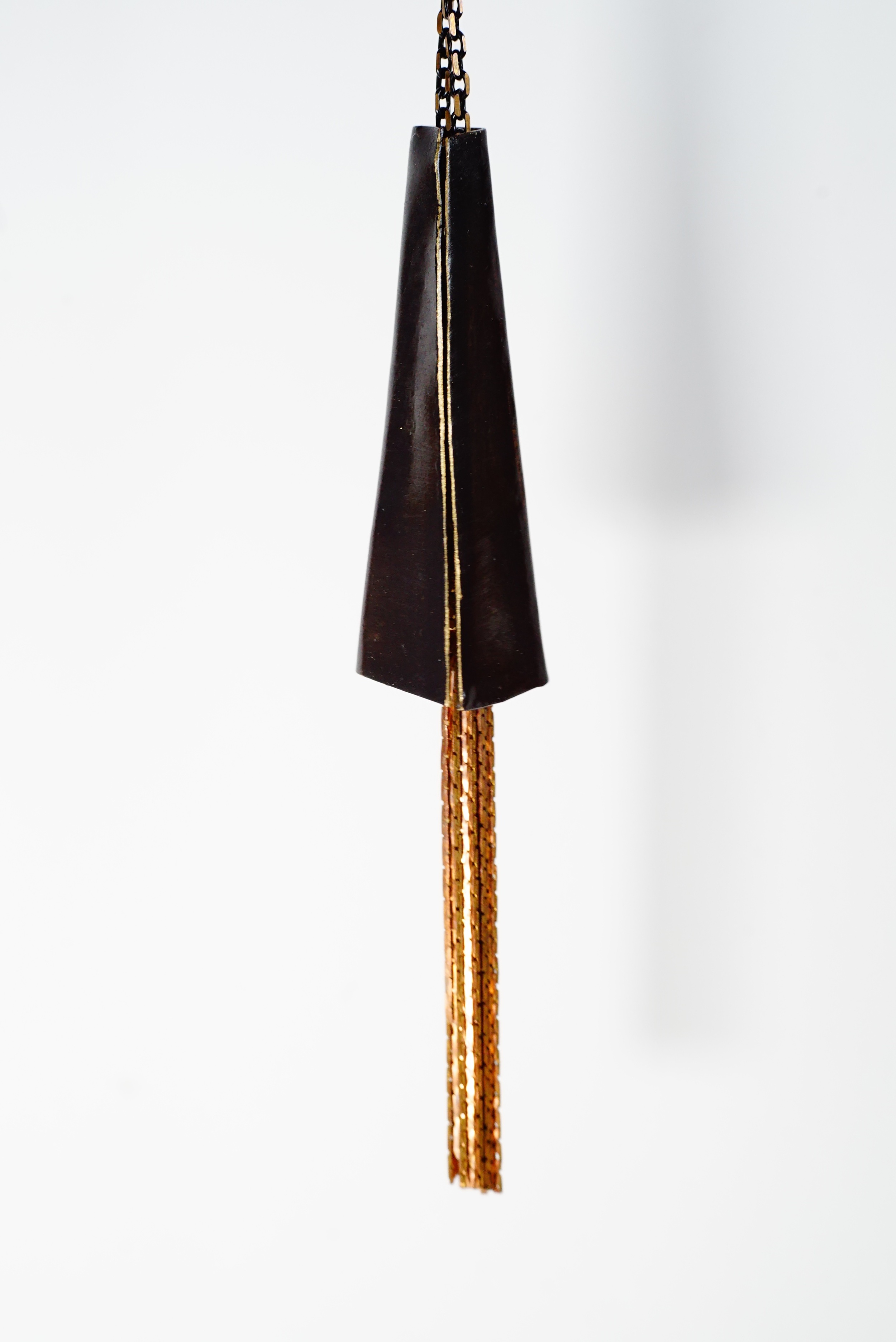 Four Sided Tower Long Pendant With Tassel Chain