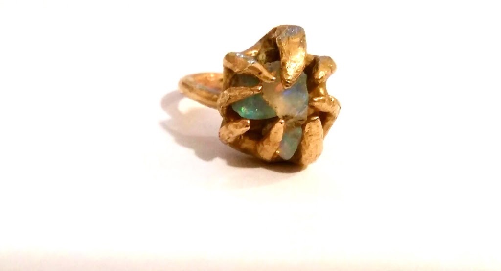 Bronze Prong Ring with Raw Opals