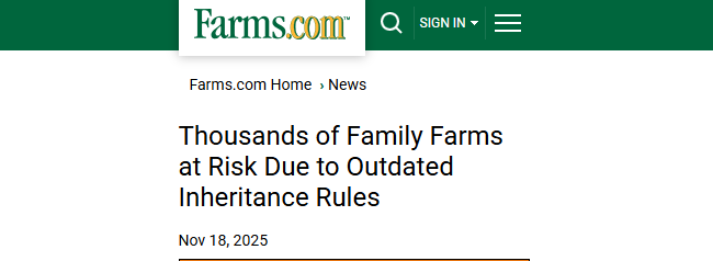 Thousands of Family Farms at Risk Due to Outdated Inheritance Rules