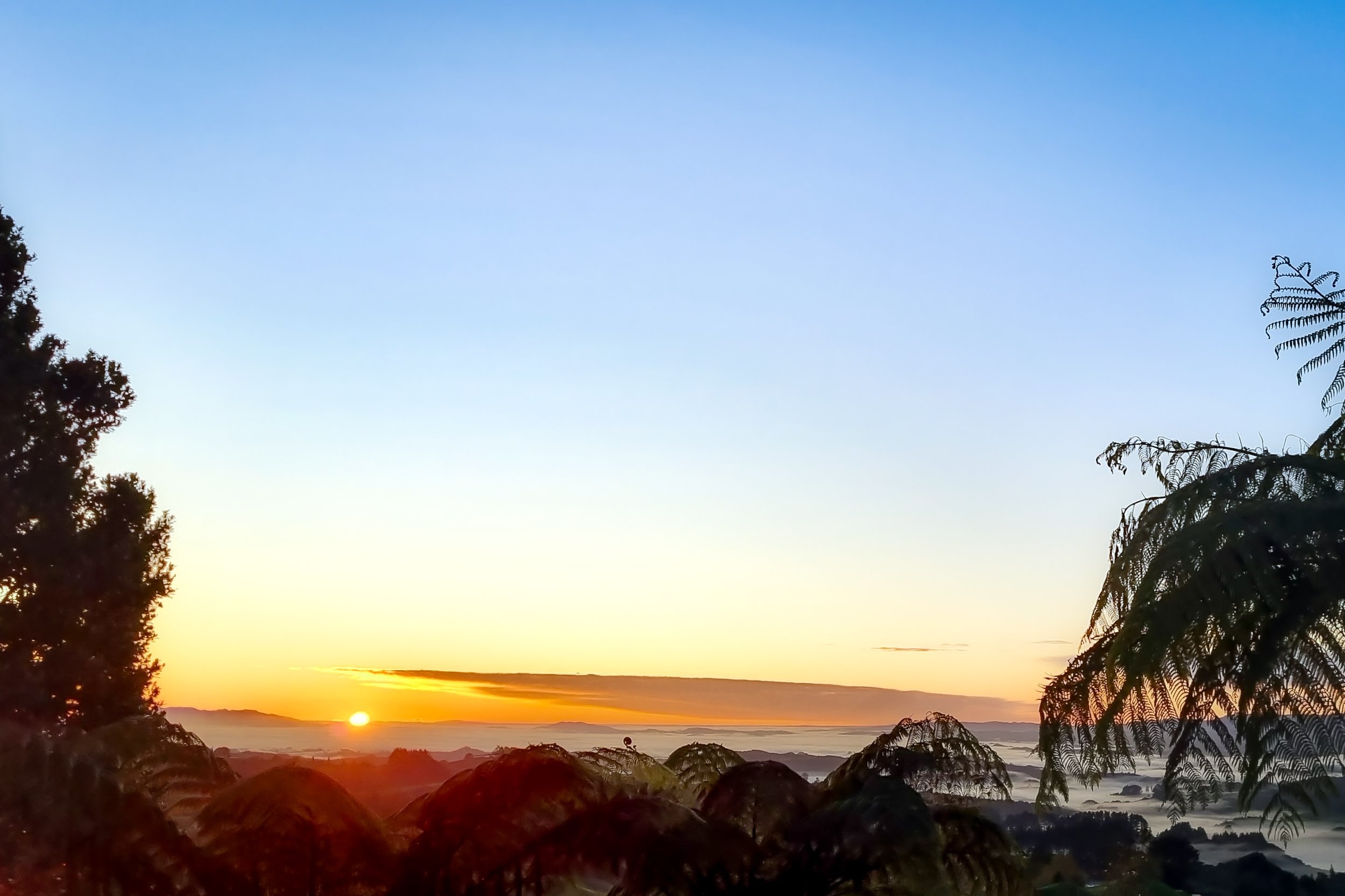 First light at Te Tiro cottages