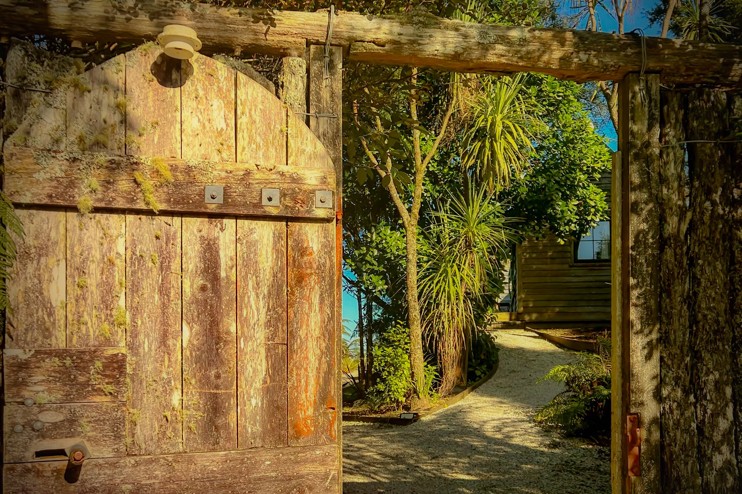Te Tiro Cottages and Glamping tent entrance way gate