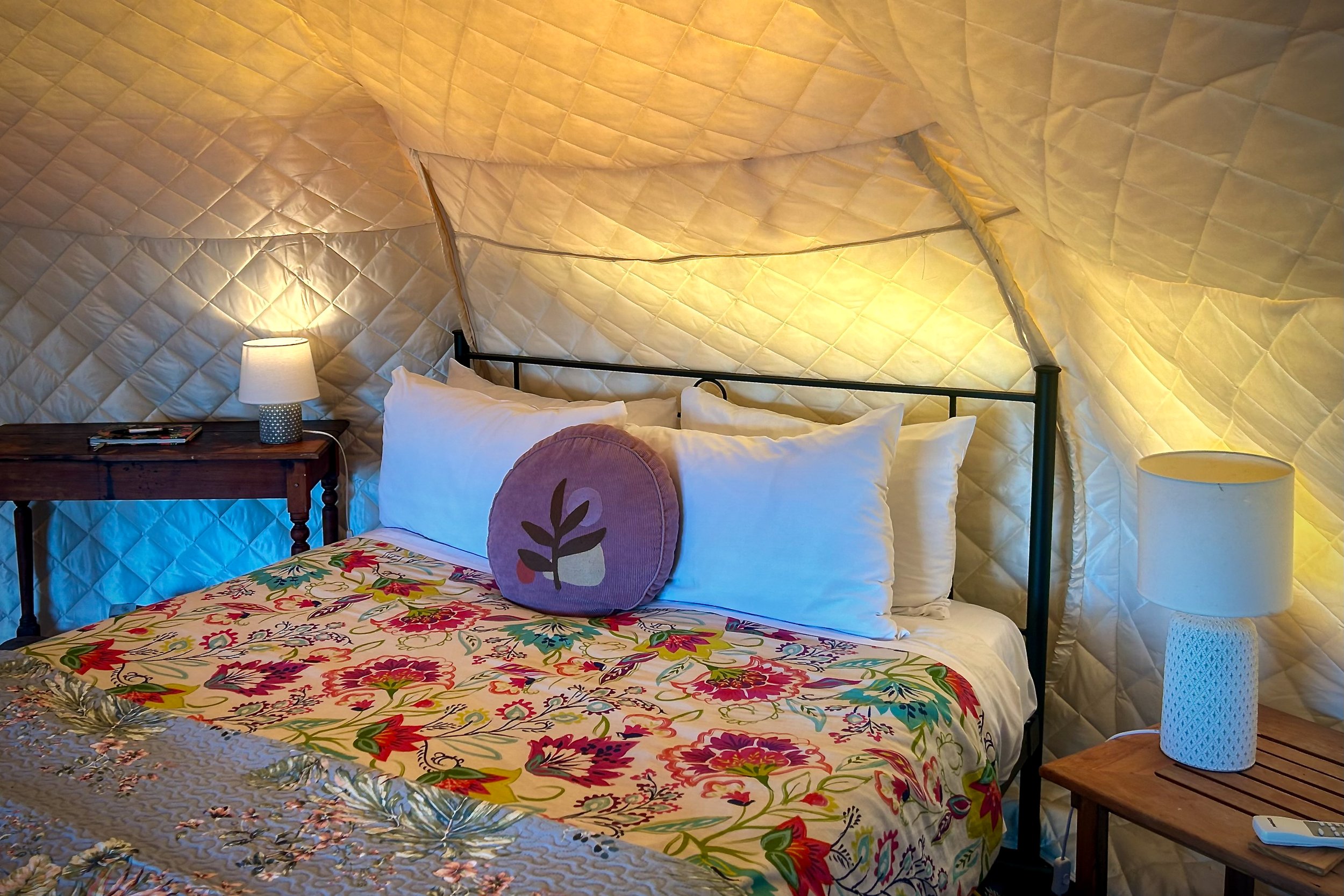Glamping tent master bed