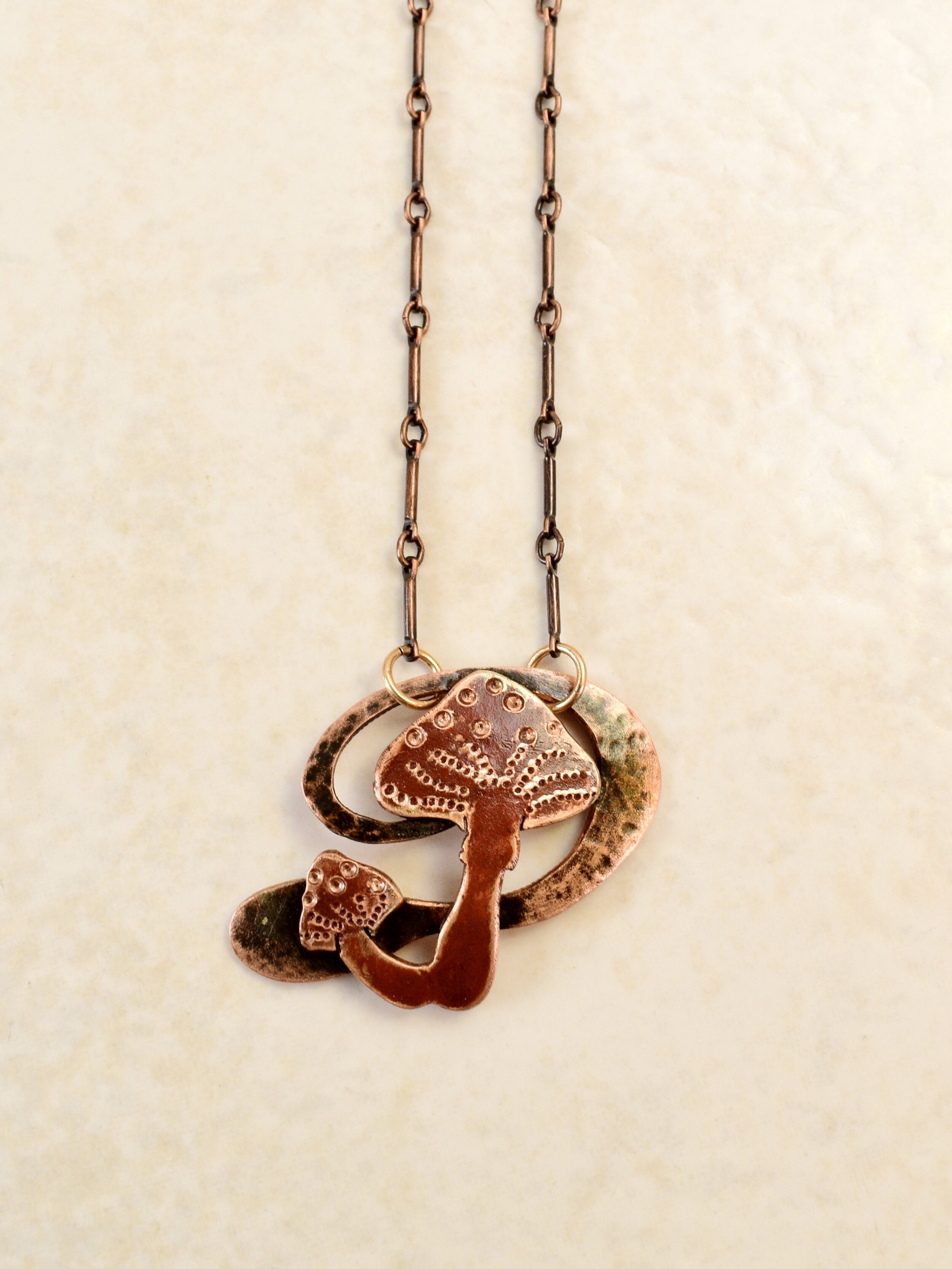 Copper Magic Mushroom Necklace