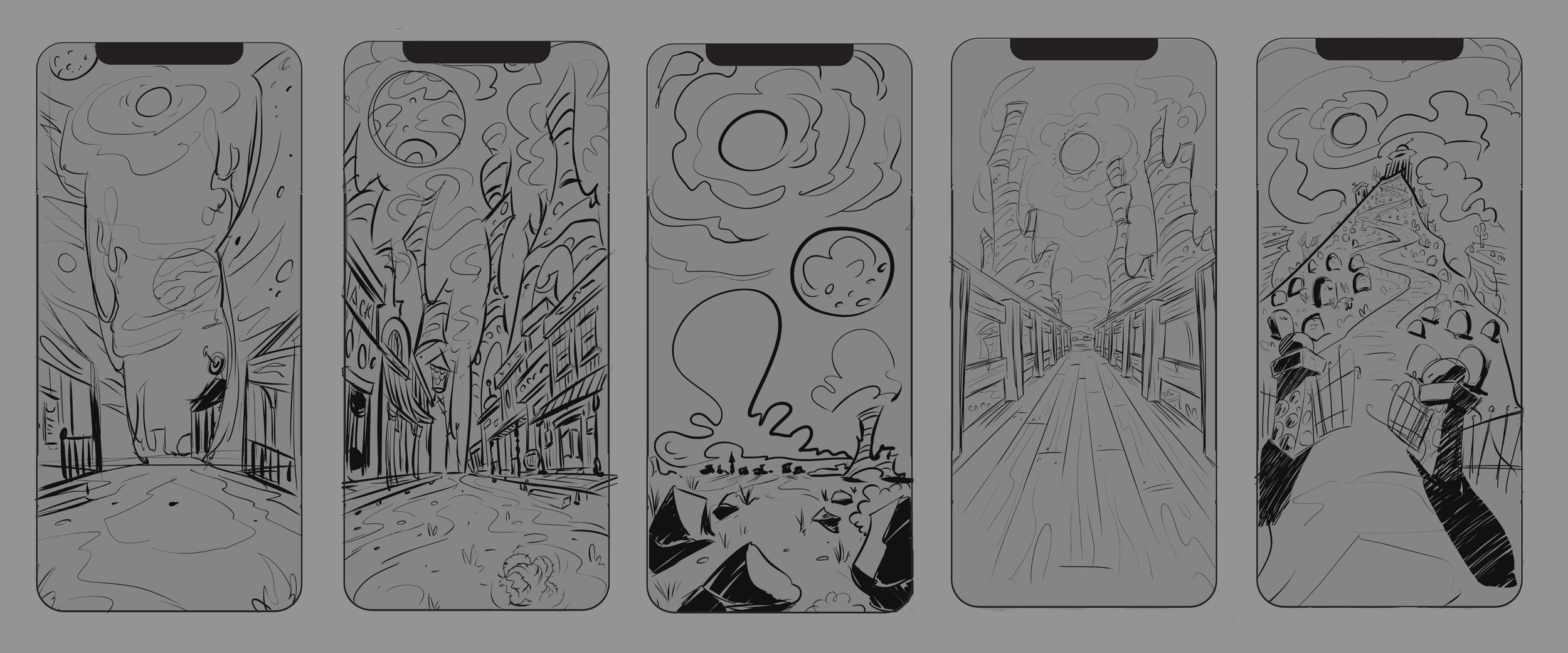 Western Slot Game Background Sketches