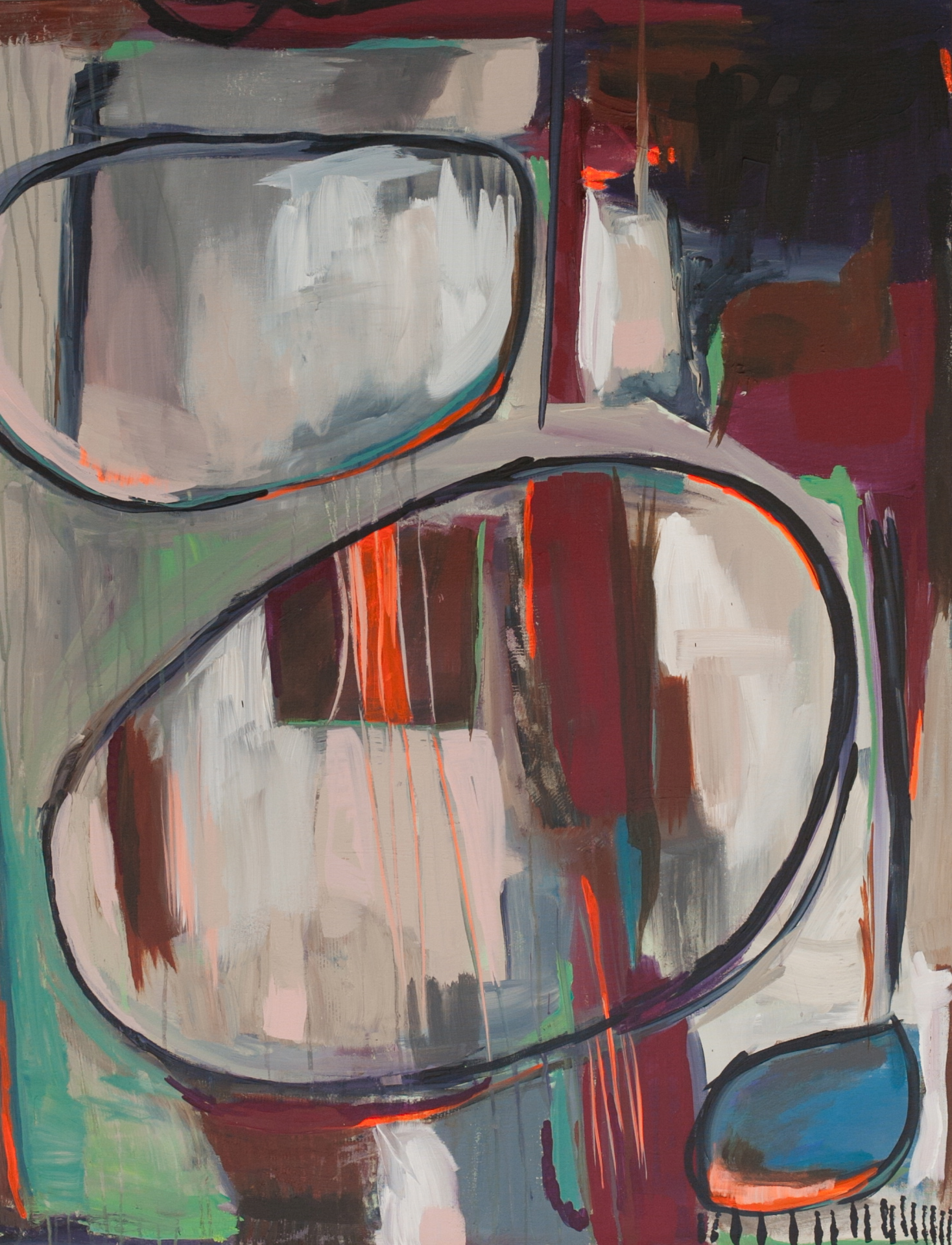 Play (SOLD) 3x4' Acrylic and oil stick on gallery wrapped canvas