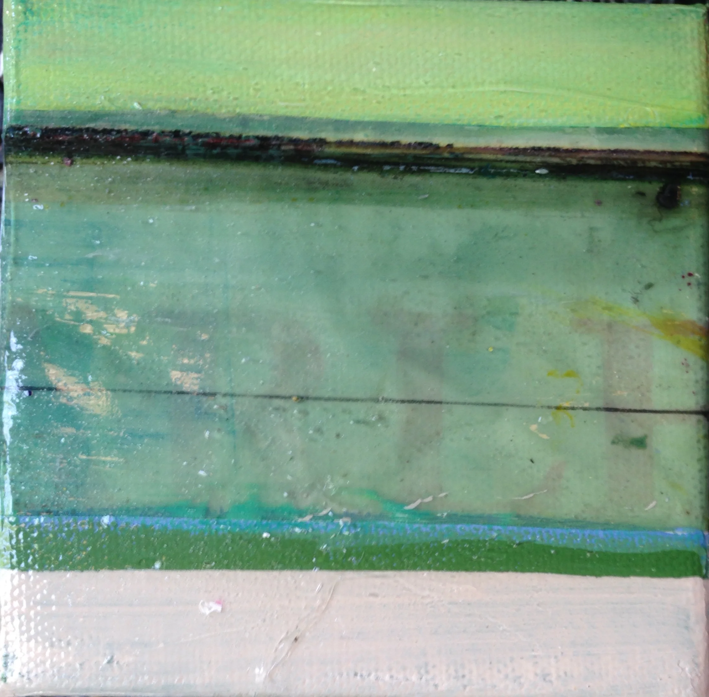 Mini #2 (SOLD) 5x5" Acrylic and silk screen on Canvas $150