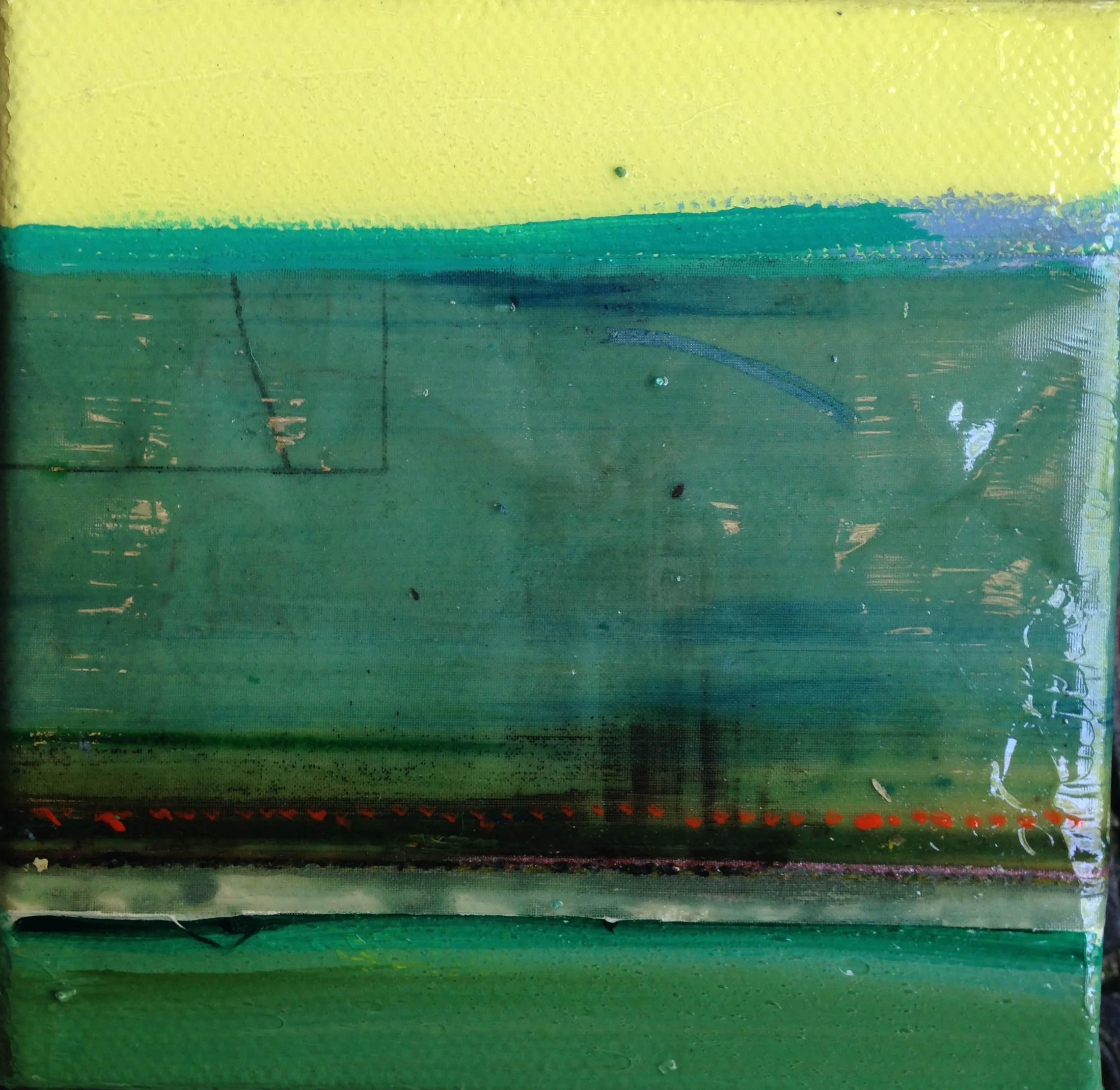 Mini #6 (SOLD) 6x6" Acrylic and silkscreen on Canvas $150