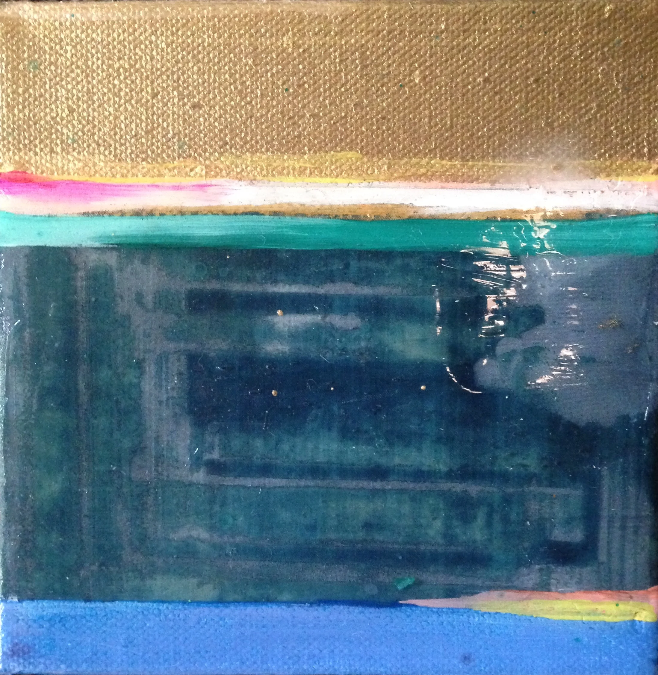 Mini #18 (SOLD) 5x5" Acrylic and silkscreen on canvas $150