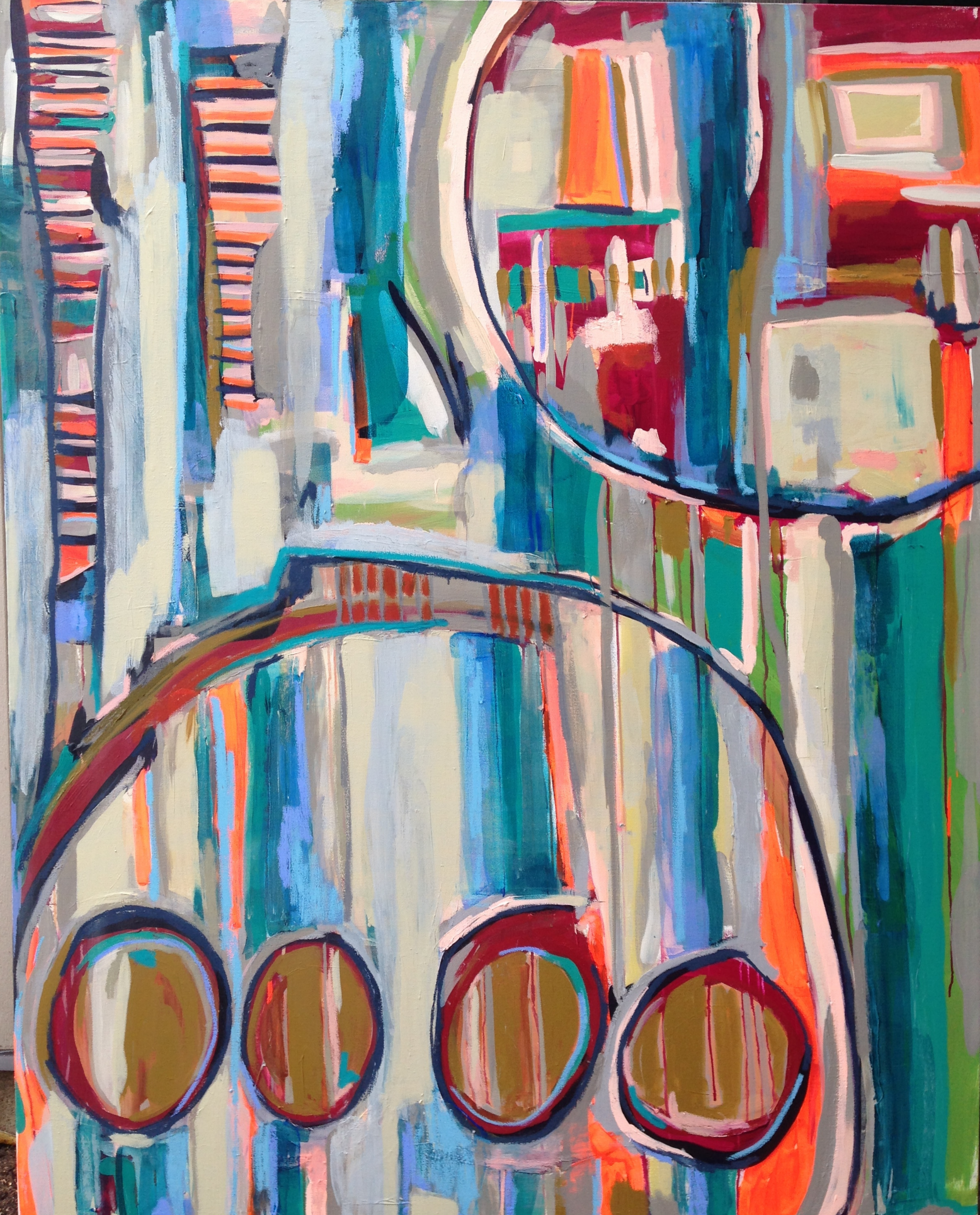 Get up and Go (SOLD) 4x5' Acrylic and Oil Stick on Gallery Wrapped Canvas