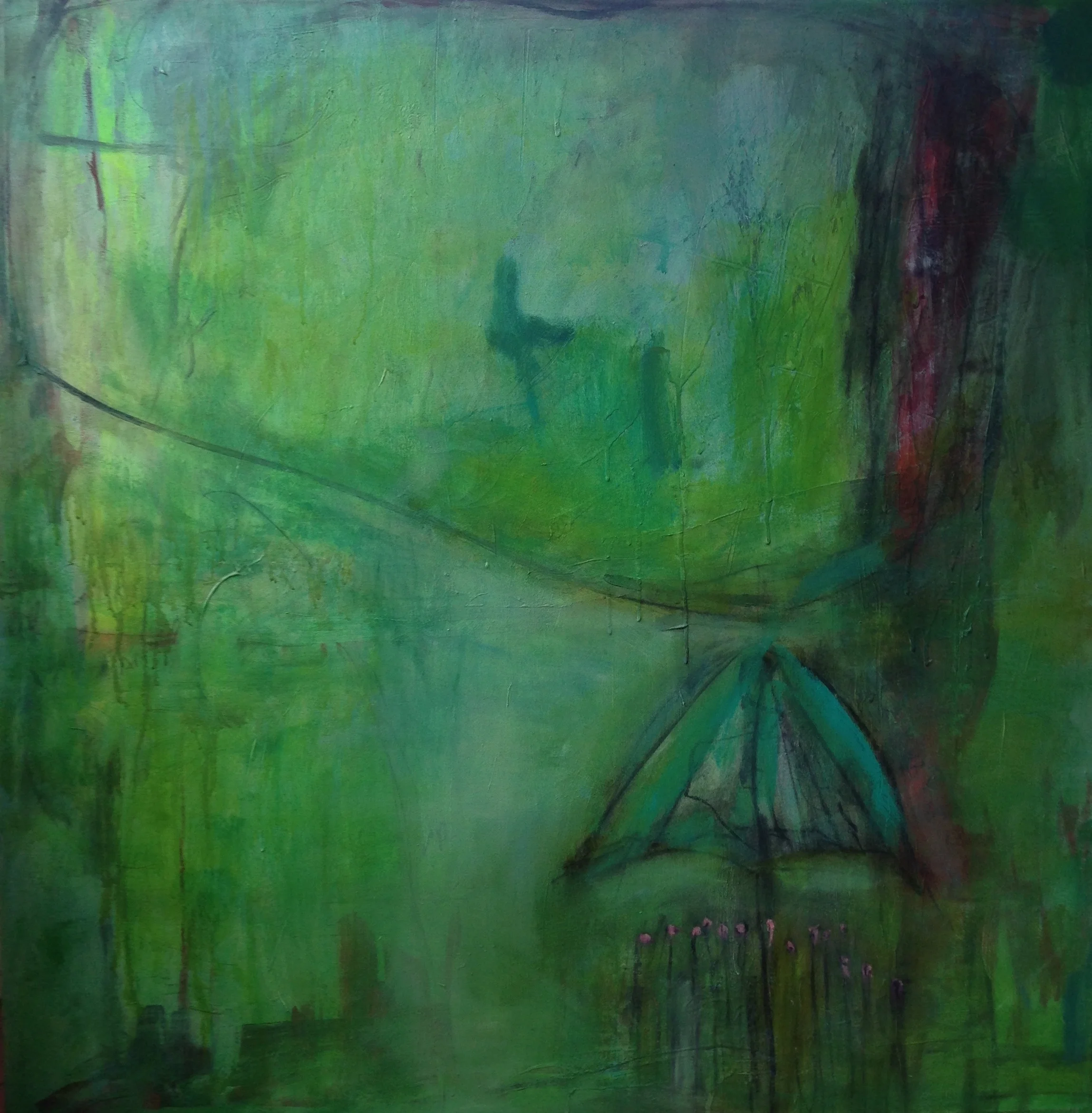 Umbrella Parade Series 2 ( SOLD) 5x5' Acrylic on gallery wrapped canvas