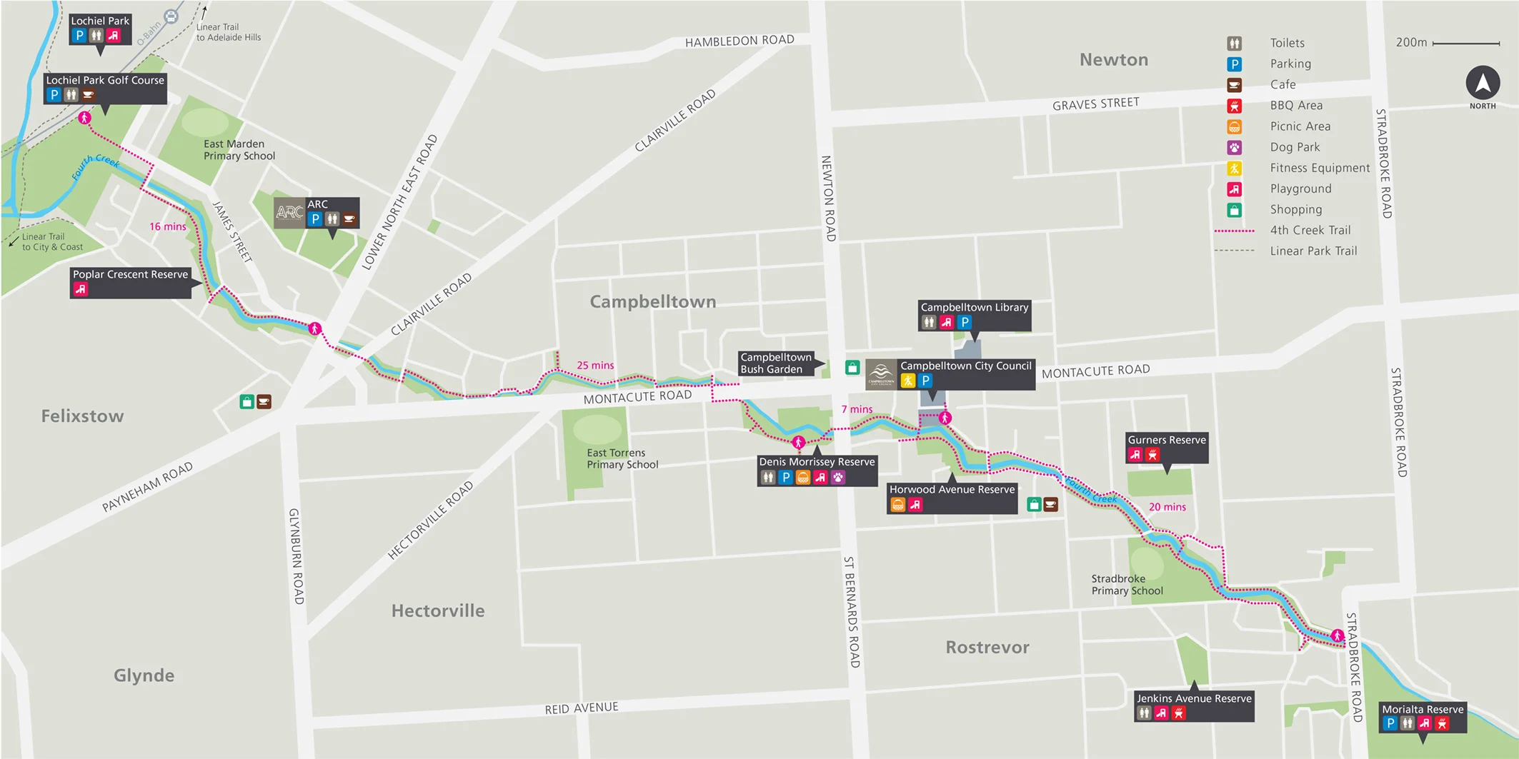 City of Campbelltown Fourth Creek Walking Trail Map