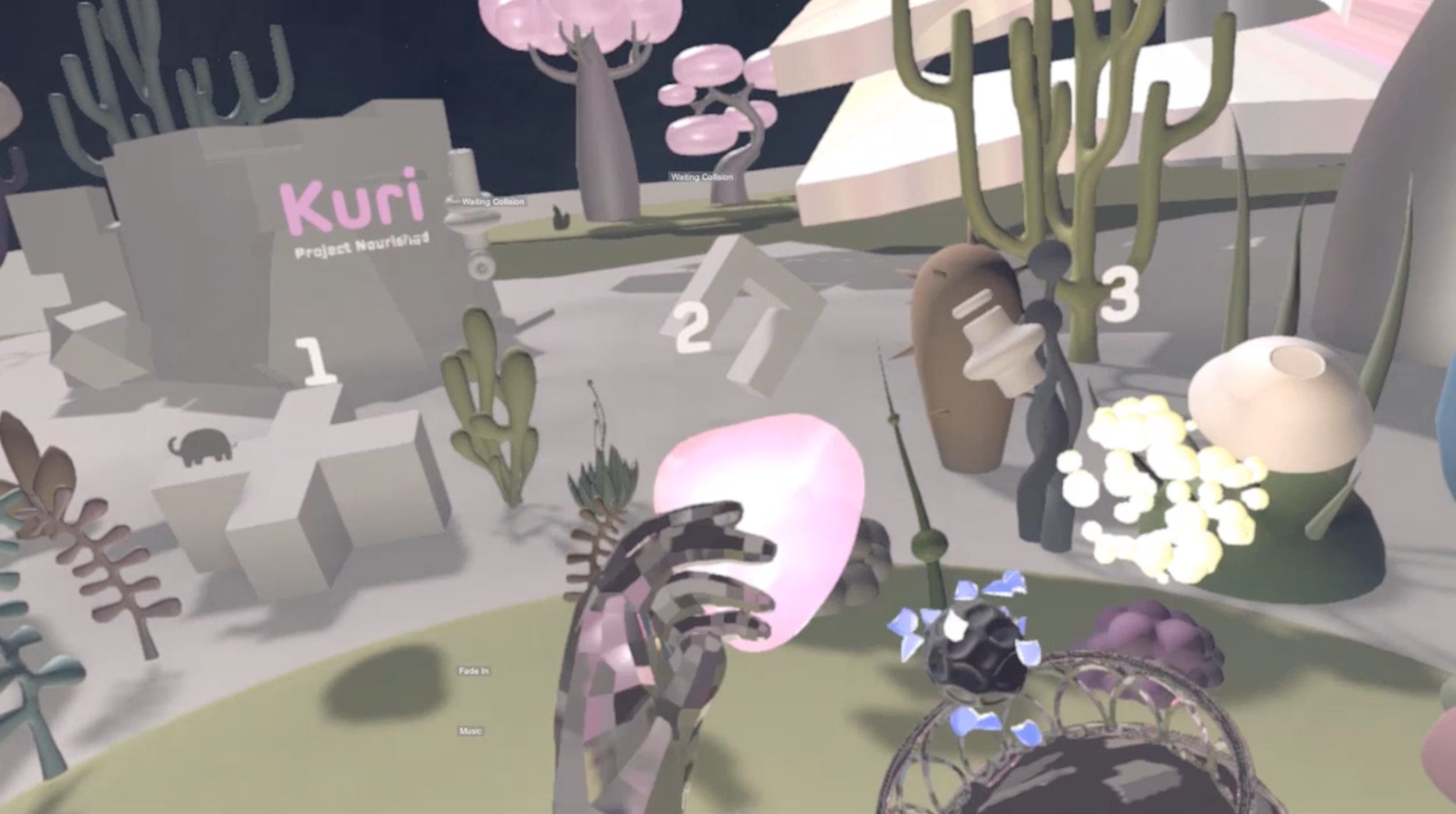 The virtual experience taste testing world the team created using Maya.