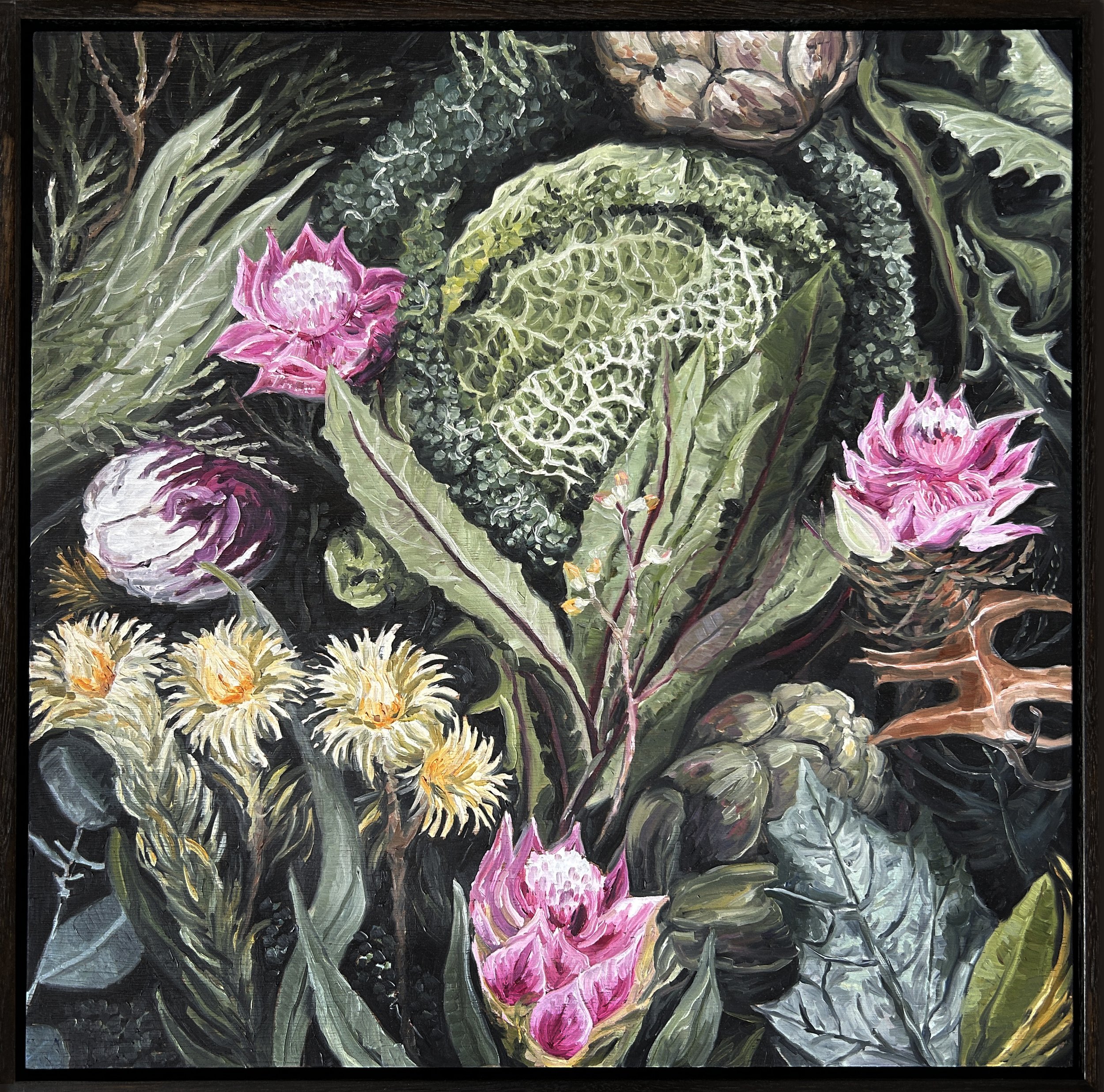   Hidden Artichoke One  Oil on wood 53x53cm  $2,500AUD Framed 