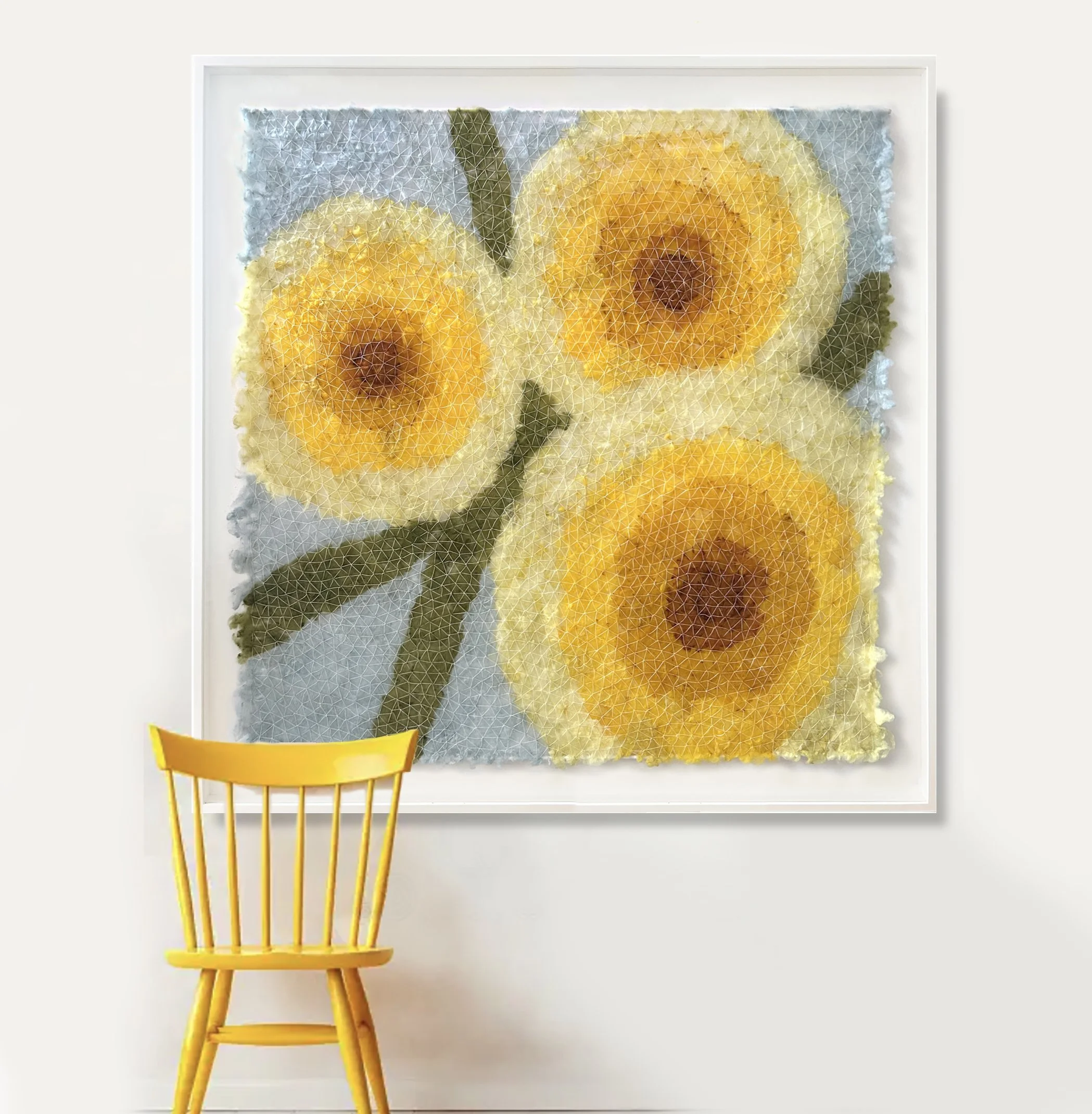   The Wattle That Surrounds Us 2026  Artwork 165×165cm Stitched Wool Framed 195×195cm  $8,800AUD Framed 