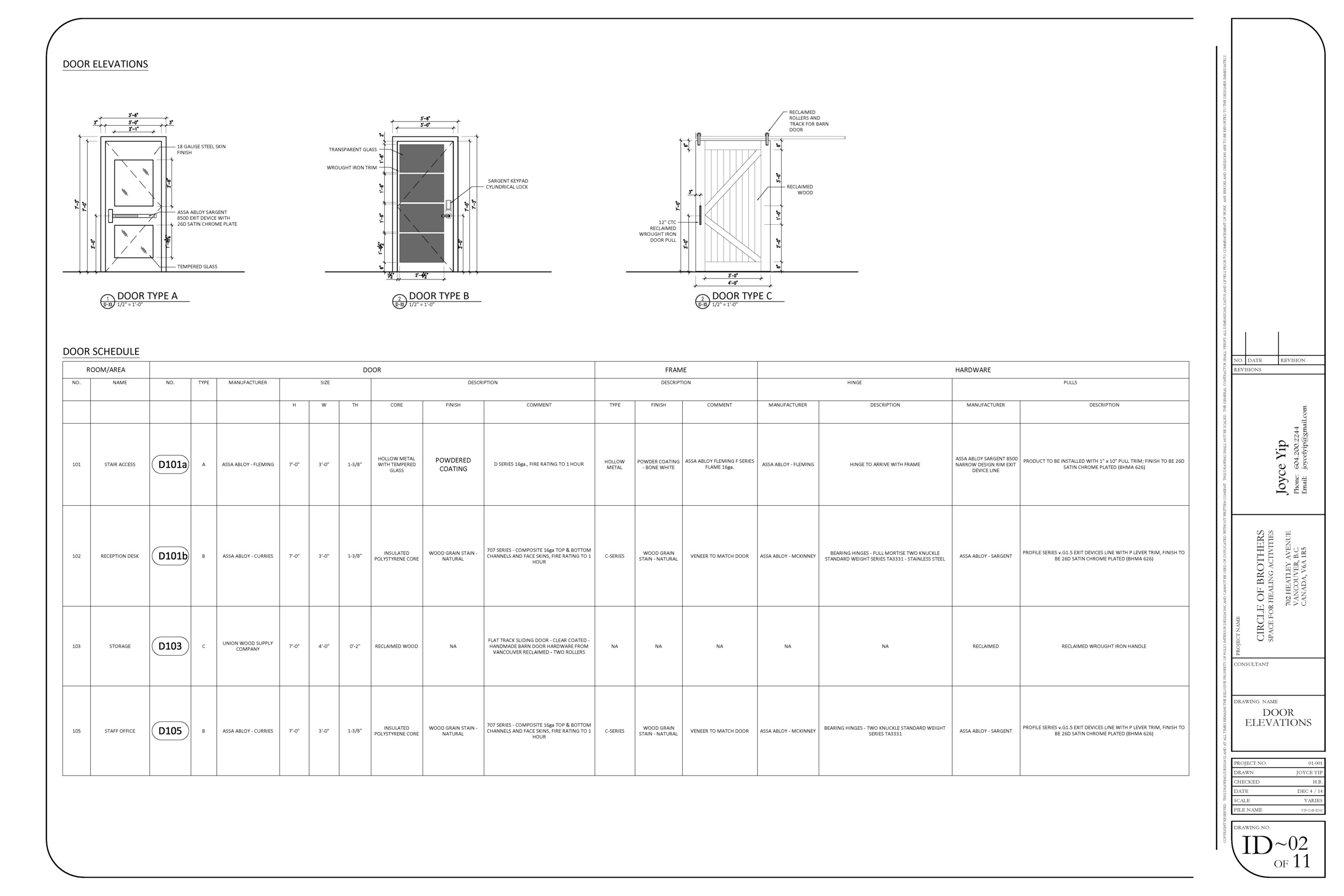 Door Elevations / Schedule