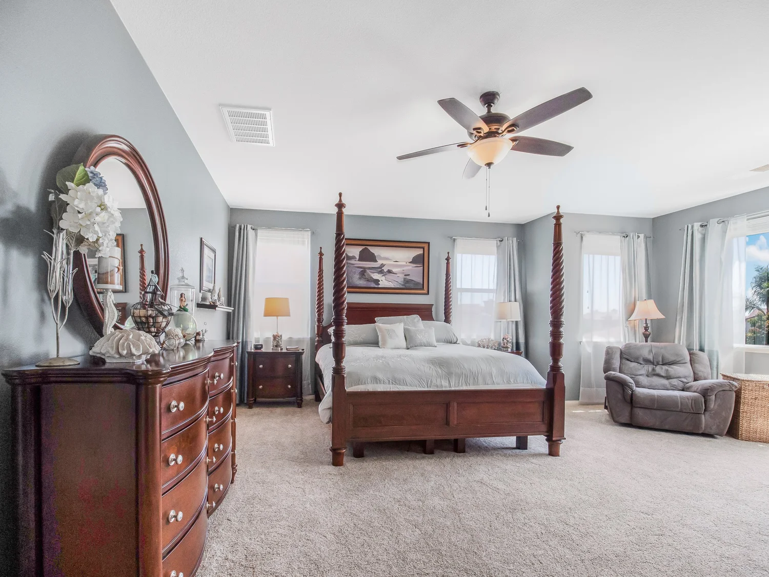 Bedroom interior with soft neutral finishes