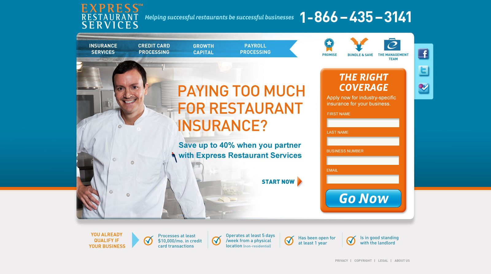 Closing page for Express Restaurant Services