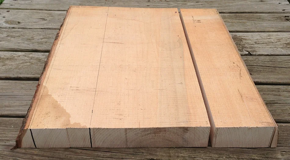 A slat blank cut from a 22" long section of quarter sawn wood