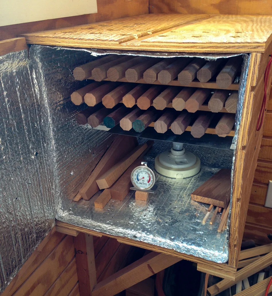 The lightbulb kiln can hold up to 30 rungs