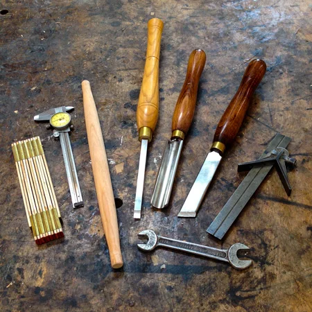 The tools I use for turning rungs