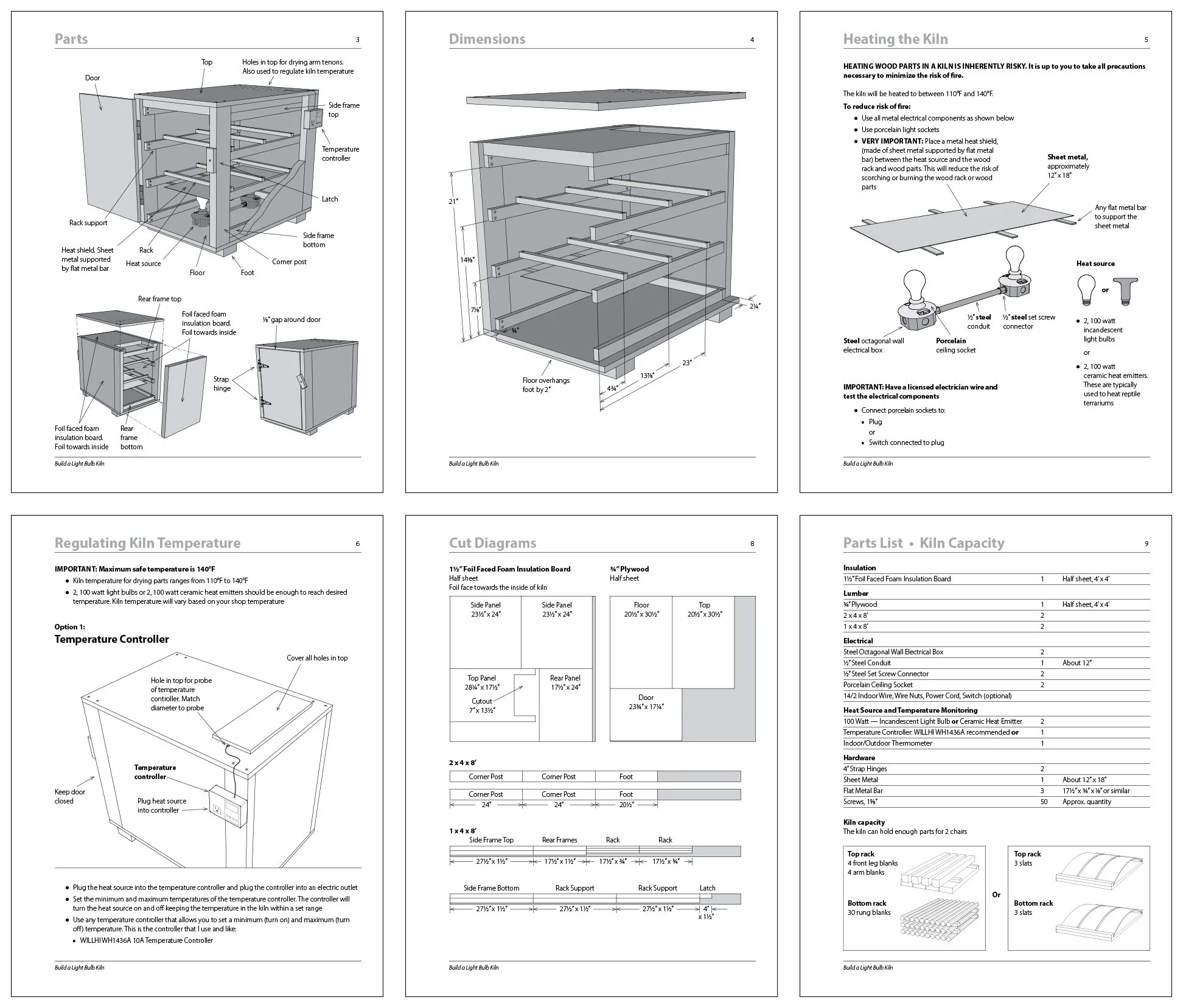 6 pages from Build a Light Bulb Kiln