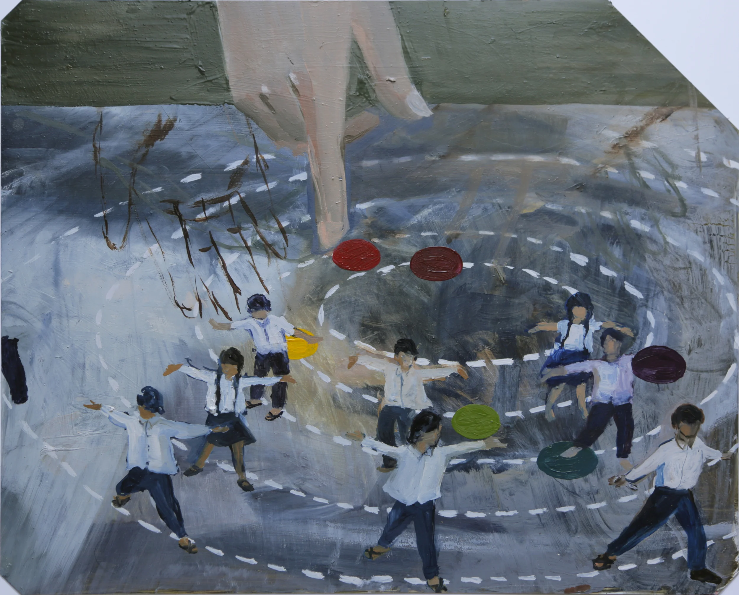 'Playground' in 'Education of a poet' 2014. Oil on X-ray film backing. 43 x 35.3cm 