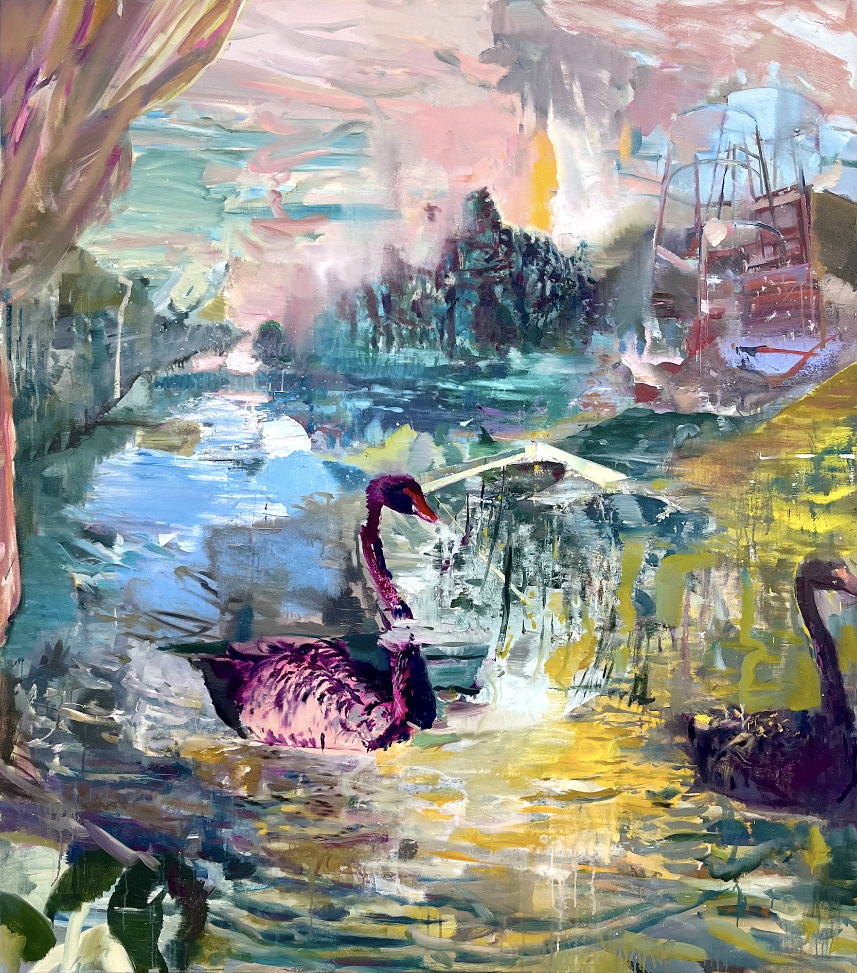 Pond, 2023, oil on canvas, 60 x 53 inches