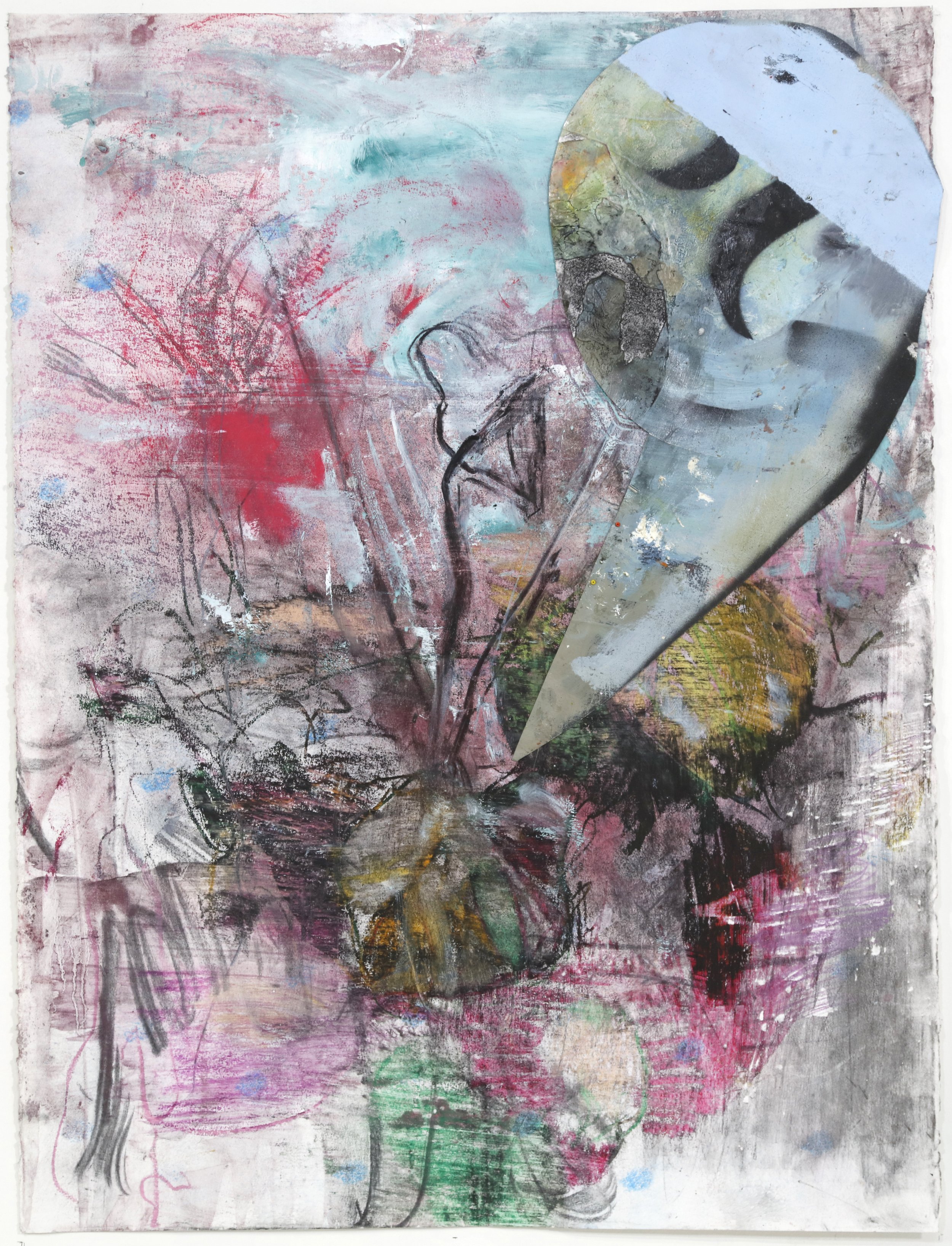  Bone Sprout, 2022, mixed media on paper, 30 x 22 ½ inches 
