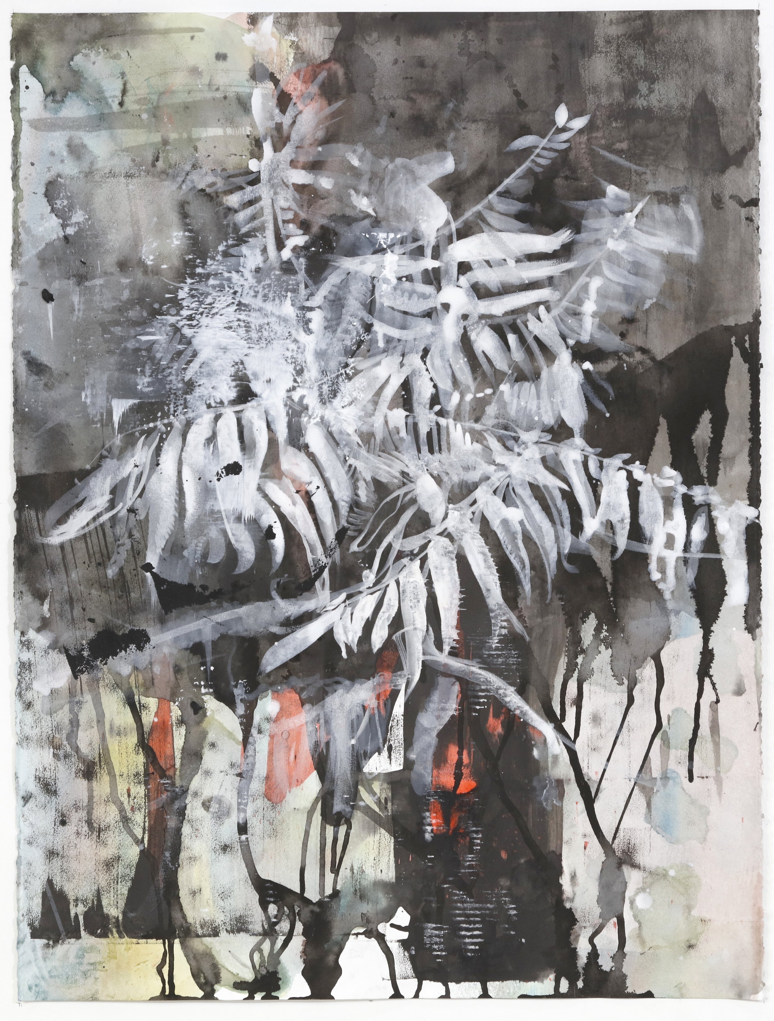 Rib Ladder, 2022, mixed media on paper, 30 x 22 ½ inches 