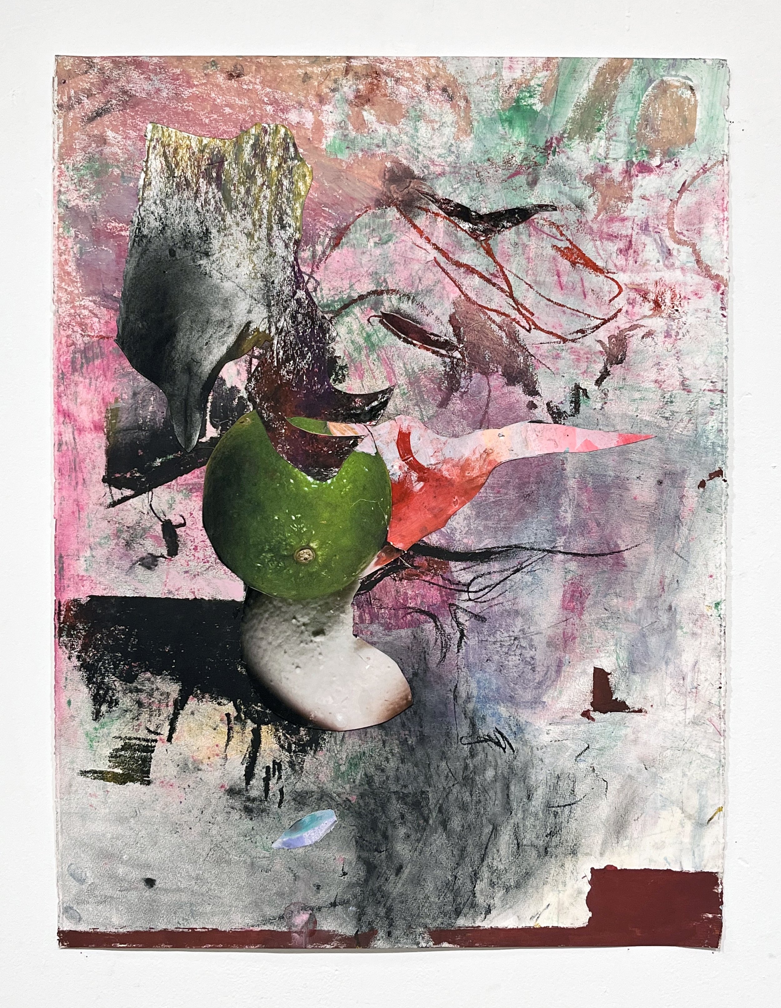  A smolder in the eye, 2022, mixed media on paper, 30 x 22 ½ inches 