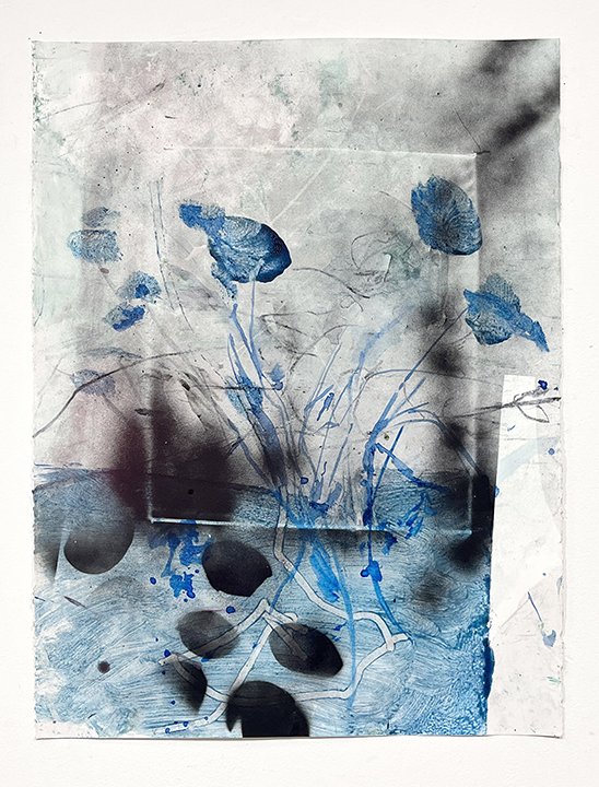To grab at smoke, 2022, mixed media on paper, 30 x 22 ½ inches
