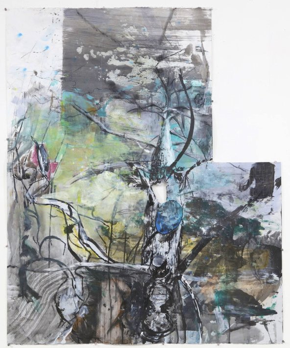 Snag Nest, 2022, mixed media on paper, 50 x 40 inches 