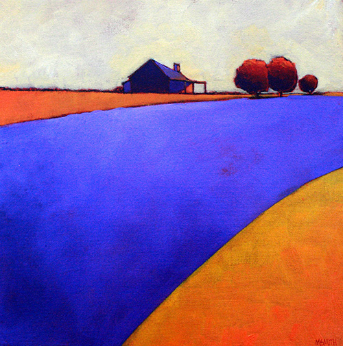 Inspired by the skies of Africa, the trees of Provence, and the farms of Ontario, Michael Smith's work consists of a series of contemporary abstracted and stylized landscapes in charcoal and oil on canvas. Colours are saturated, shapes flattened, contrast is exaggerated. Michael's goal is to capture just some of the sense of time and space that exists outside of a city environment. Michael is exhibiting at the upcoming Artfest Port Credit show! Drop by his booth and see his stunning landscape creations!