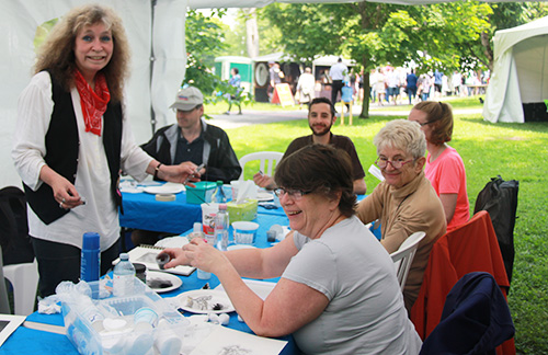 Karen Peperkorn leads the adult art workshop