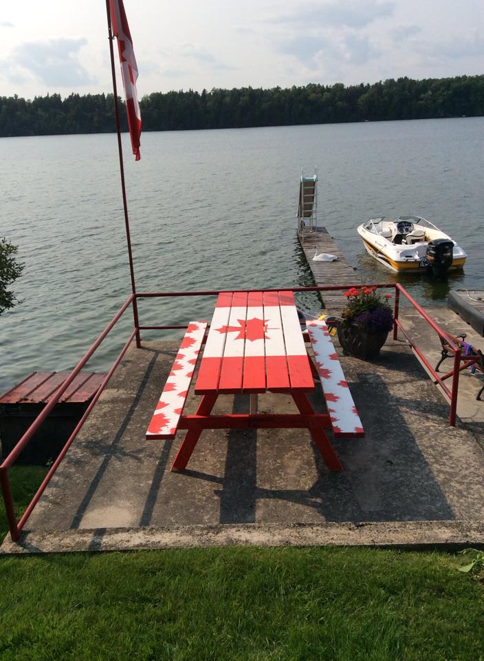 One of our finished picnic tables at its new home
