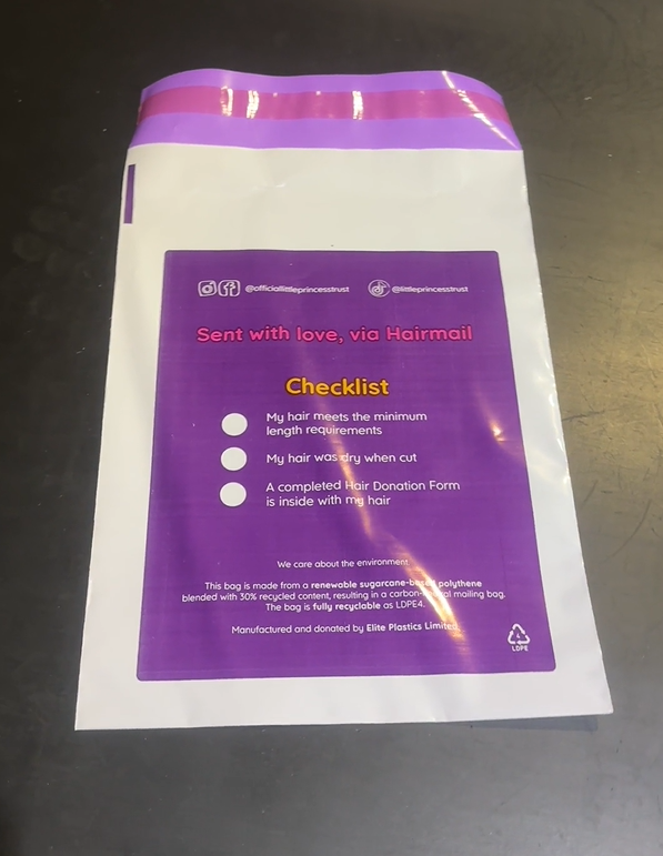 Elite Plastics donates Mailing Bags to The Little Princess Trust