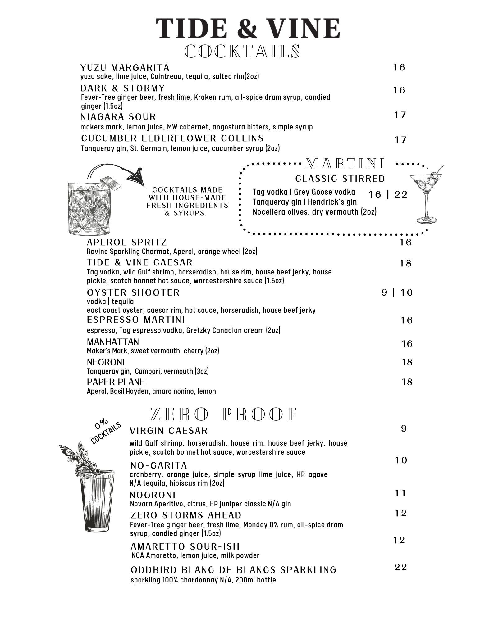 Drink Menu Tide Vine Drink Menu Tide Vine