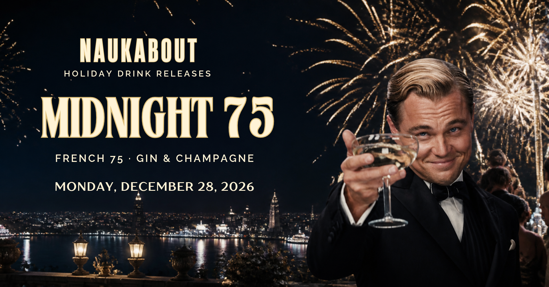 Midnight 75 French 75 with gin and champagne, releasing December 28 at Naukabout in Mashpee