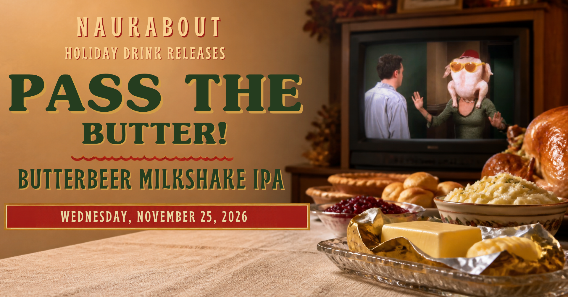 Pass the Butter butterbeer milkshake IPA, releasing November 25 at Naukabout in Mashpee