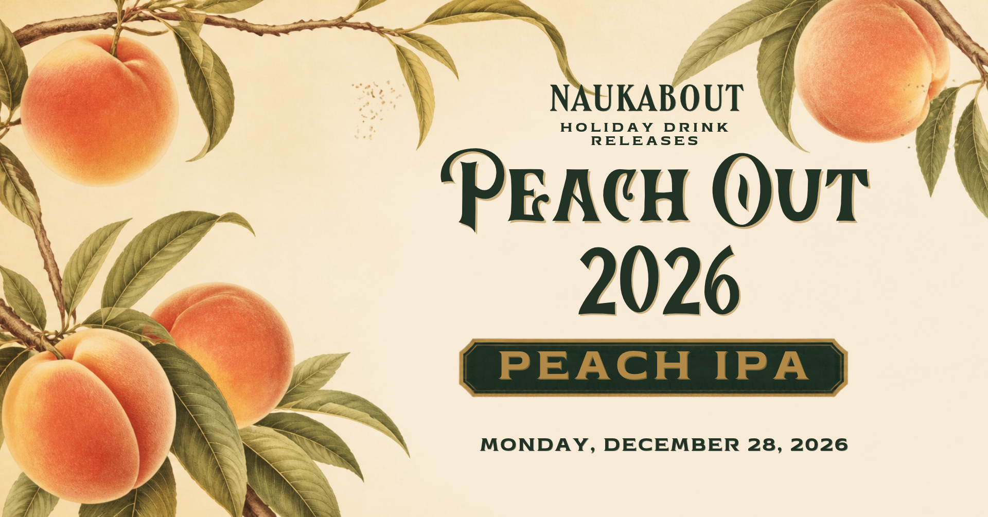Peach Out peach IPA, releasing December 28 at Naukabout in Mashpee