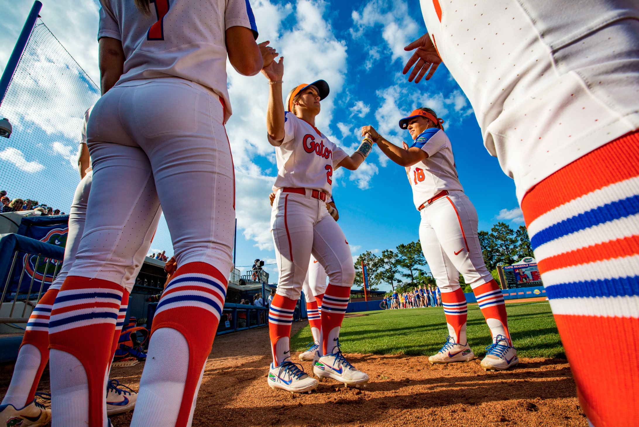  The Florida Gators' starting lineup is announced before the start of their home game against the Florida State Seminoles on April 25, 2018. The Florida Gators beat FSU 5-1. 