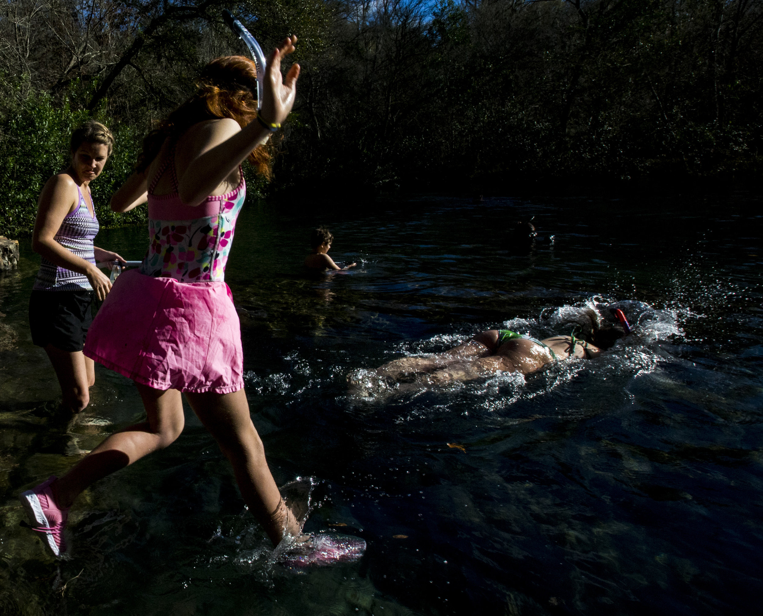  People jump into the springs during the Iche Nippy Dip Day at Ichetucknee Springs State Park on January 5, 2019. The annual January jump is to raise money for Relay for Life and Friends of Ichetucknee Springs State Park. 