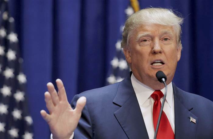Reuters U.S. Republican presidential candidate, real estate mogul and TV personality Donald Trump formally announces his campaign for the 2016 Republican presidential nomination during an event at Trump Tower in New York June 16, 2015. REUTERS/Brendan McDermid 