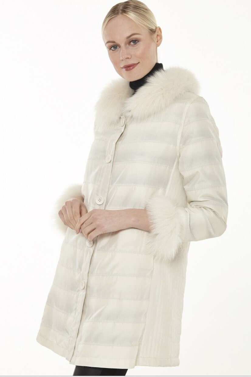 Linda Richards 9216 Silk Nylon and Fur Reversible Coat Feather Weight 3 ...
