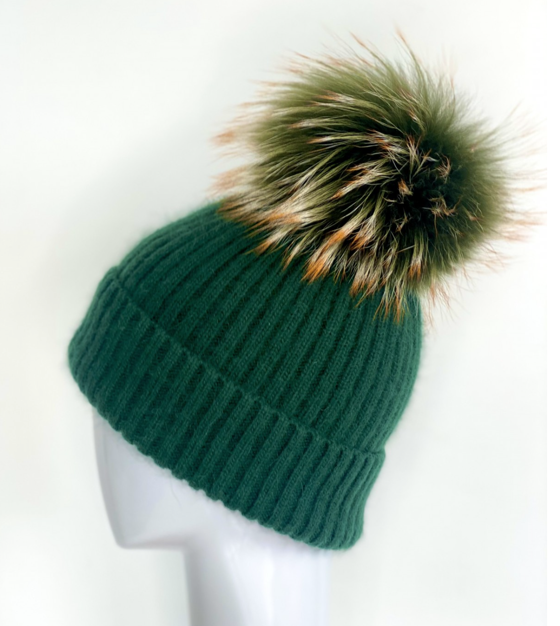 Linda Richards HA62 17 colors Mohair wool rib hat with fur  display picture 1