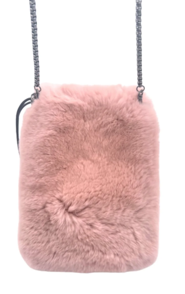 Linda Richards BG-958 Genuine Rex Rabbit mobile cross body bag 9 colors