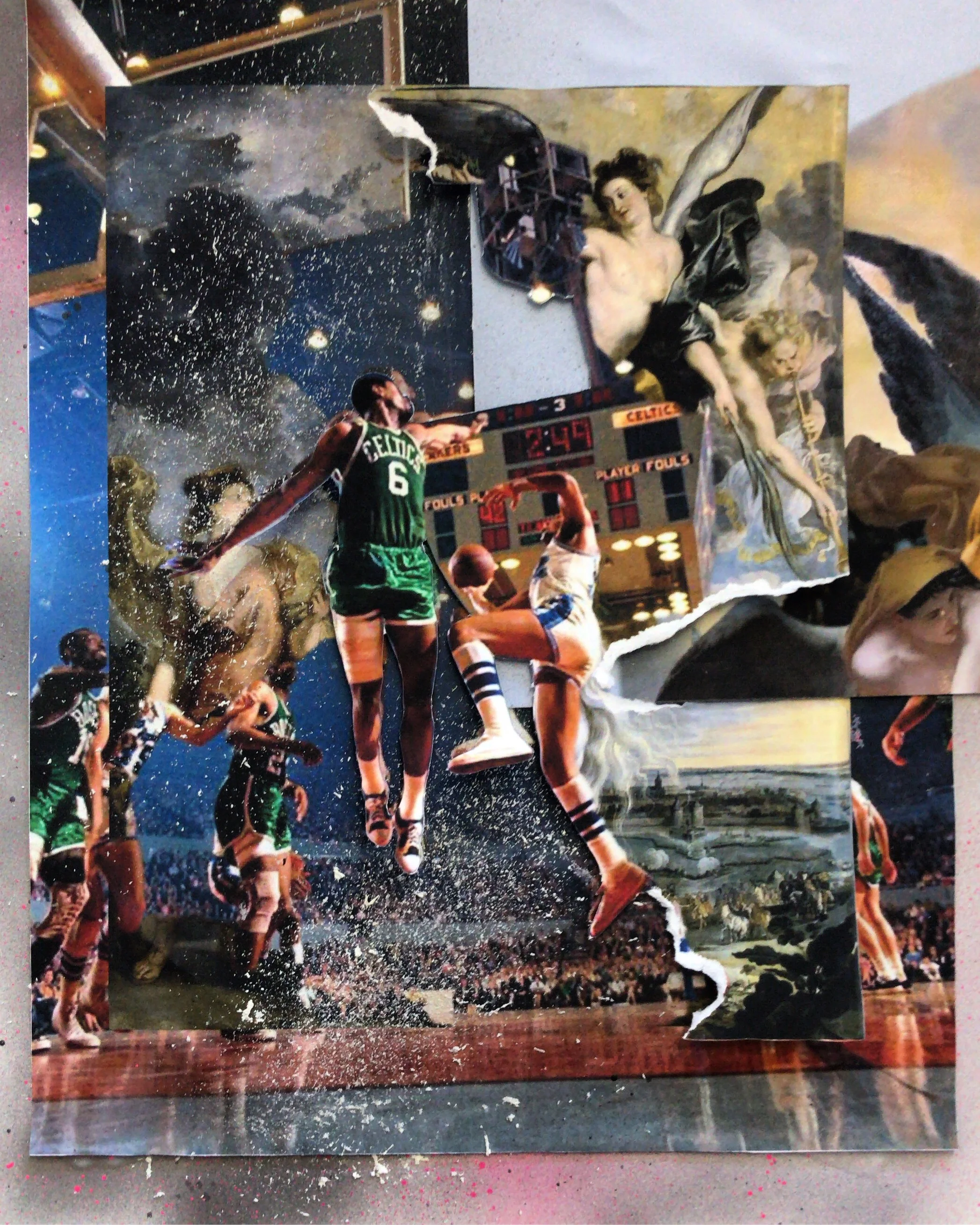  Spacetime Continuum. Collage and acrylic. 2019.  