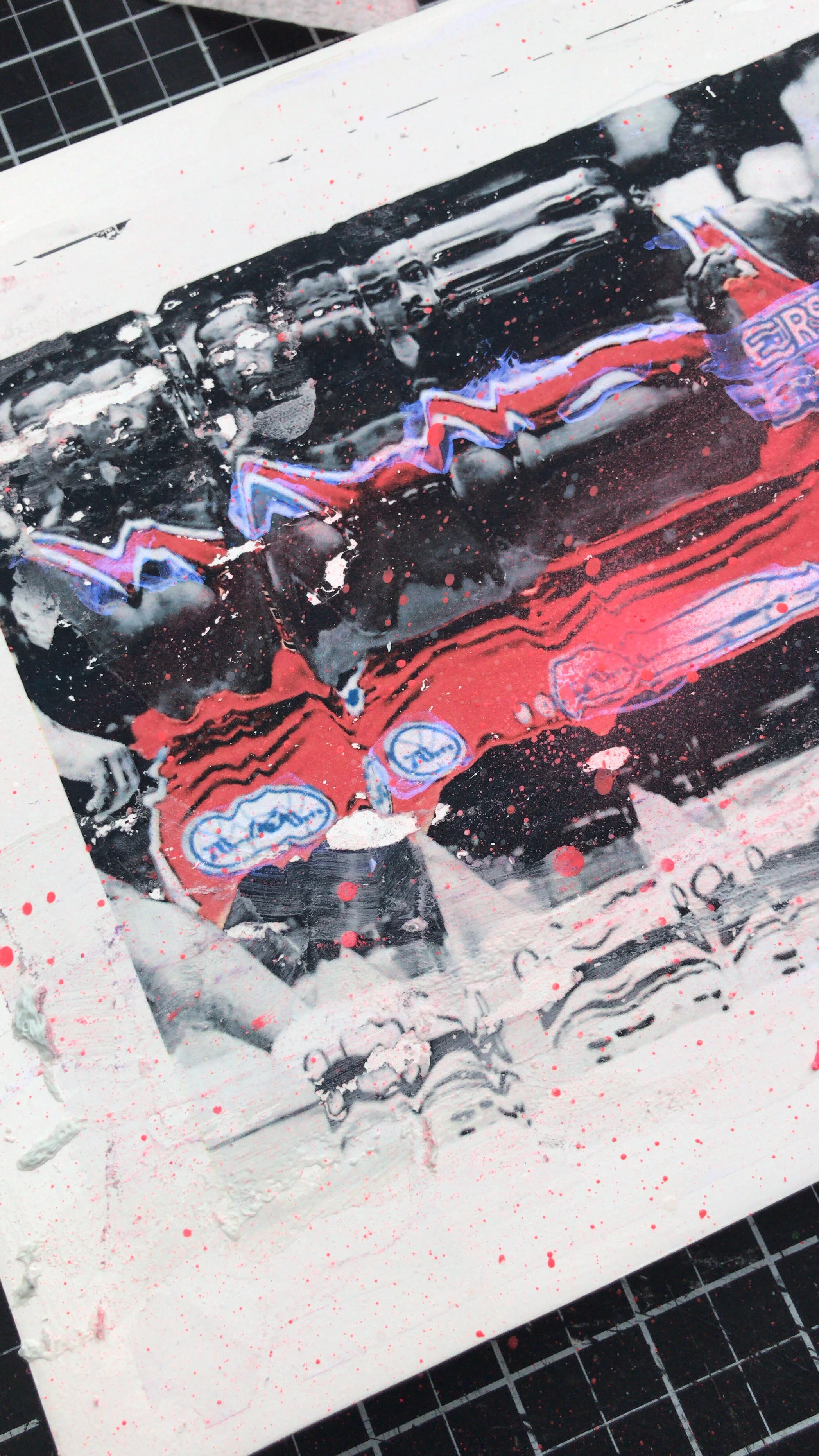  Palming (detail). Gel transfer and acrylic. 2019 