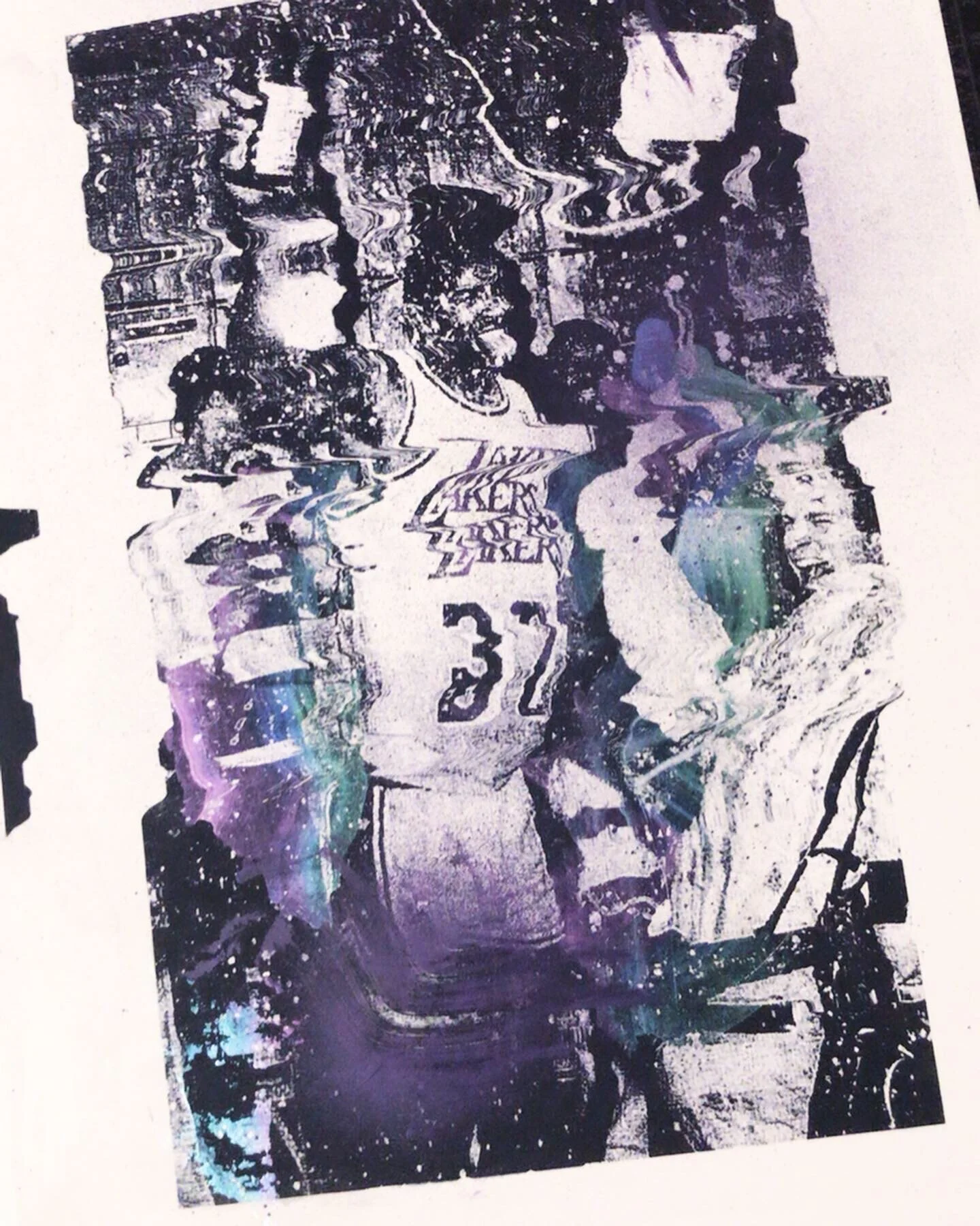  Triple Double (detail). Gel transfer and acrylic. 2019 